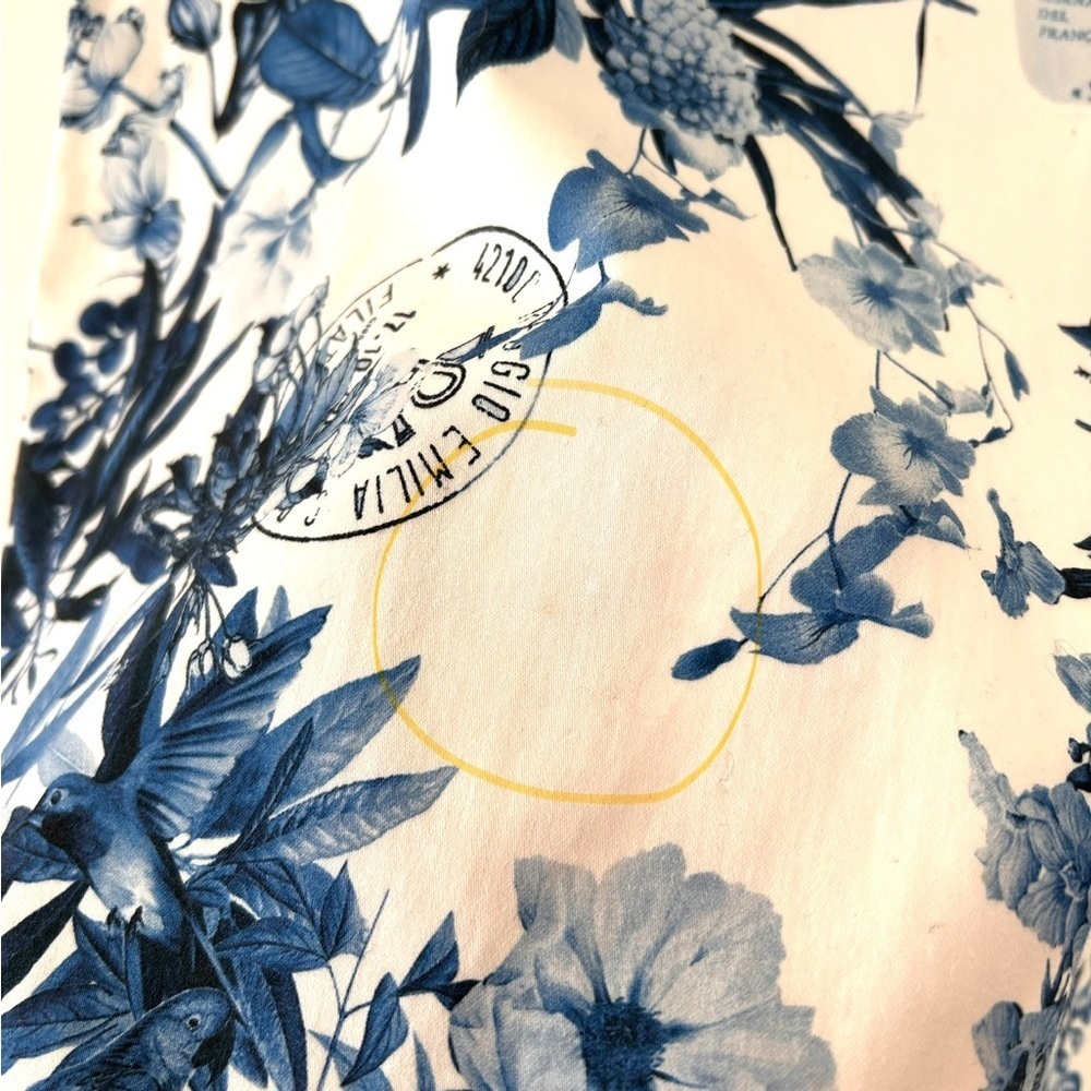 RIANI Designer Botanical Postcard Print Skirt Blue White Toile Size 8 - Picture 5 of 7